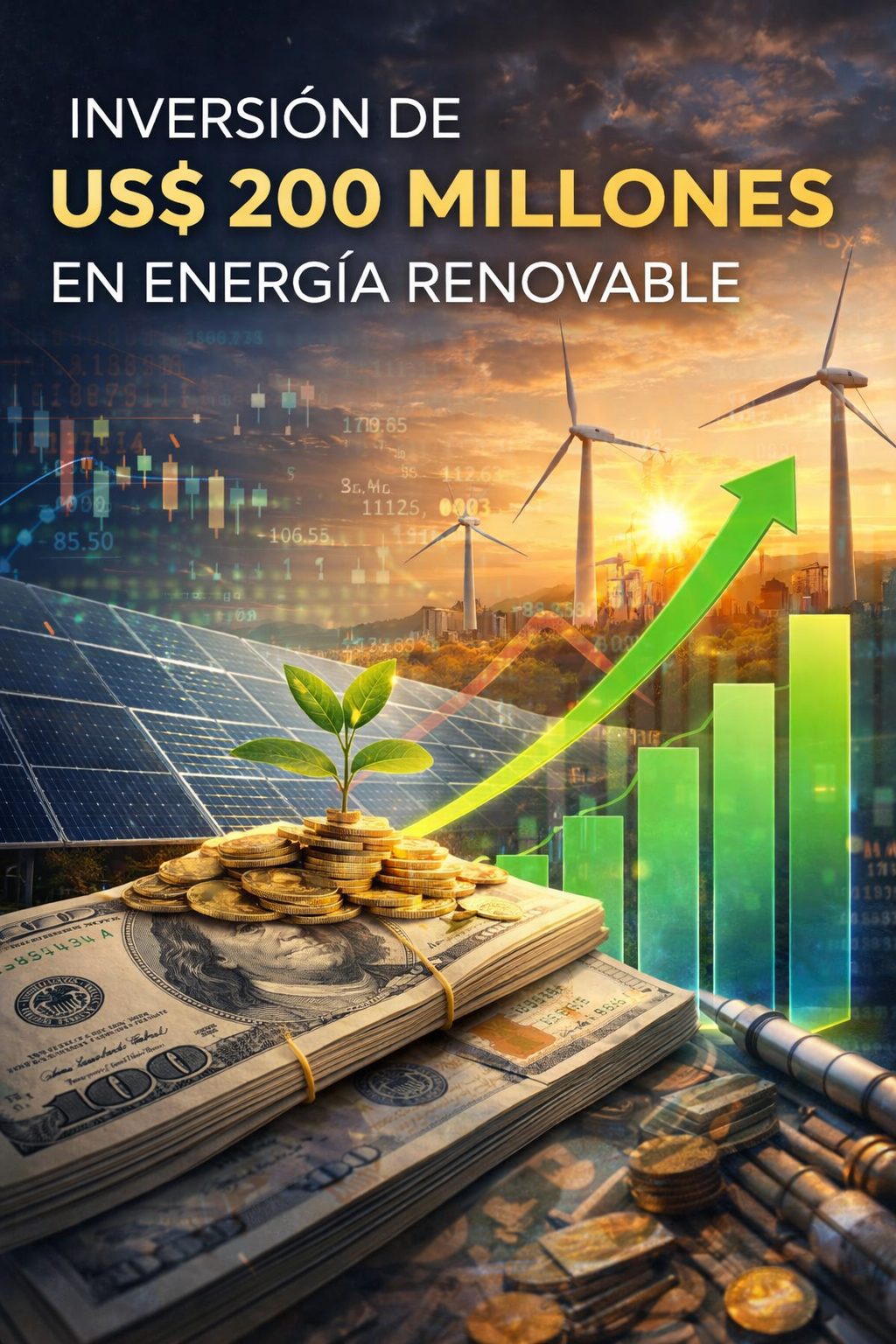 dinero y paneles solares